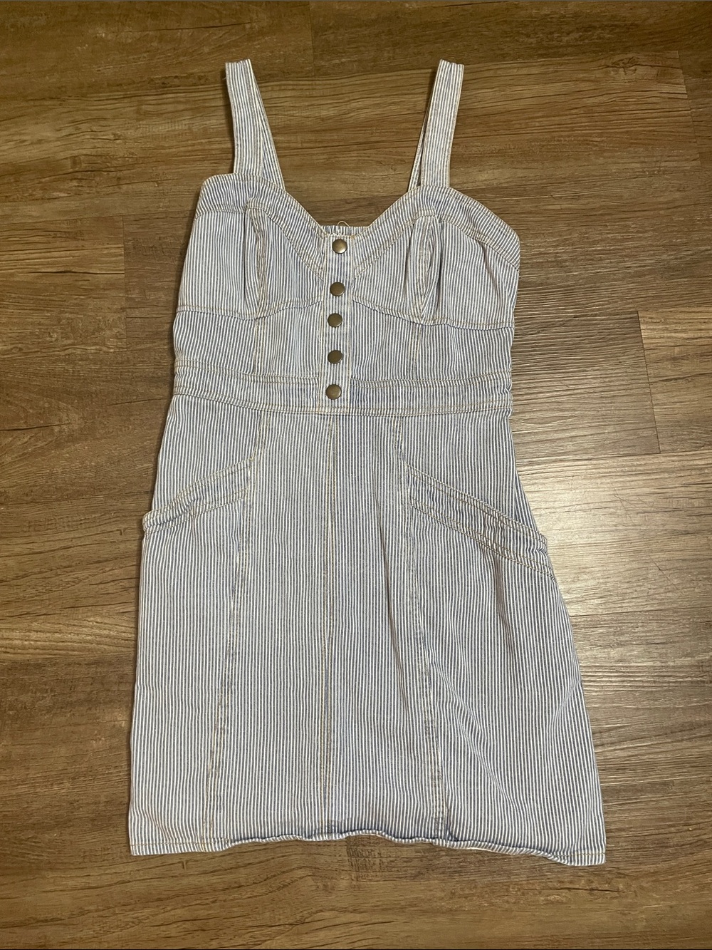 Japna Blue and White Striped Button-Front Sundress